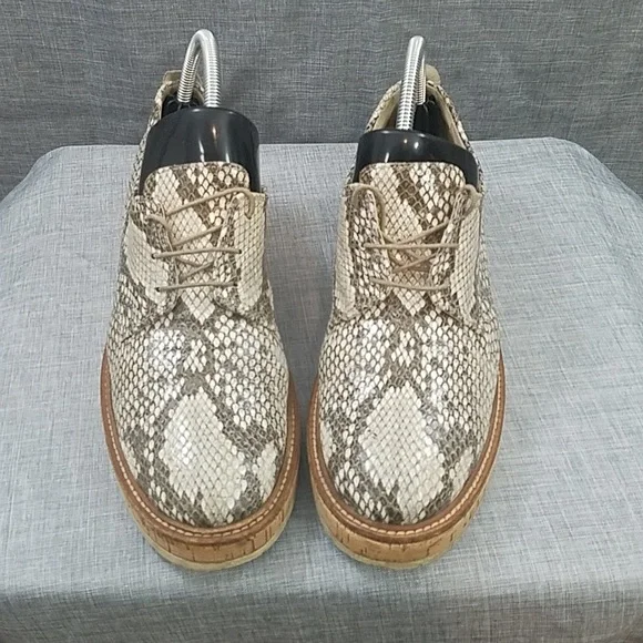 AGL Attilio Giusti Leomruni Oxfords Shoe Snake Print Leather cork platform 41 - Picture 2 of 14